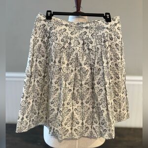 Loft Pleated Black and Cream Patterned Women's Skirt